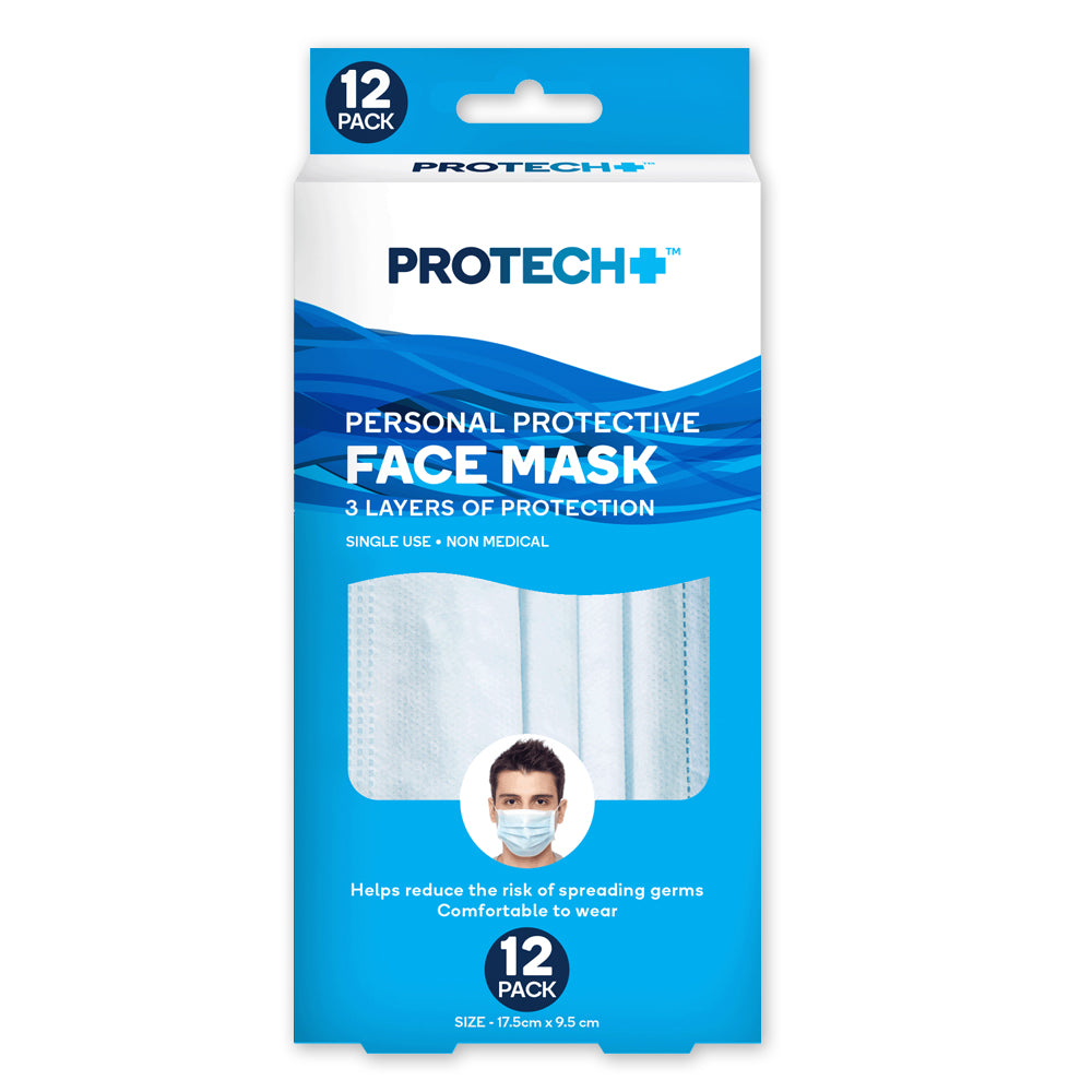Protech Personal Protective Face Mask - 12 Pack