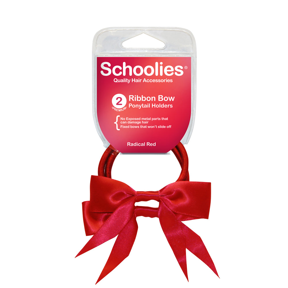 Schoolies Ribbon Bows 2pc - Radical Red