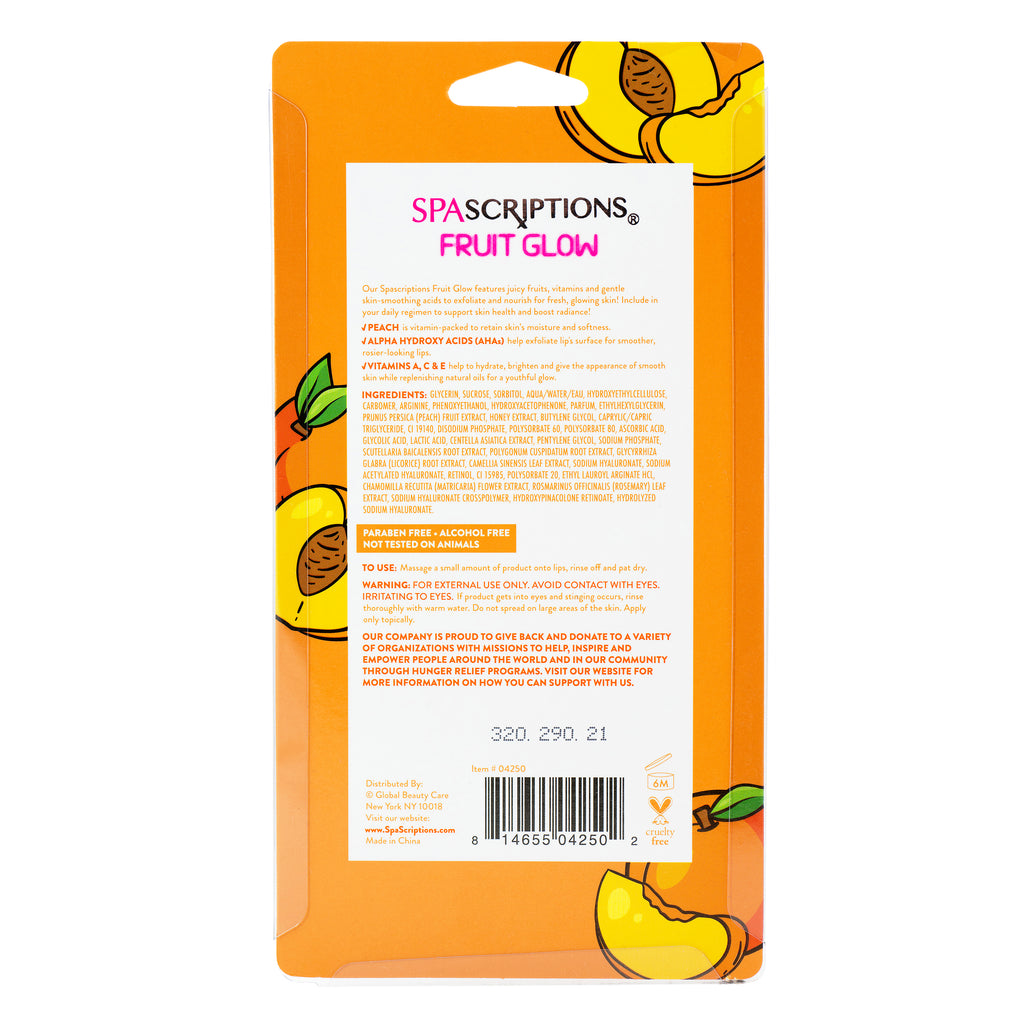 SPASCRIPTIONS Fruit Glow Peach + Ahas Smoothing Lip Sugar Scrub