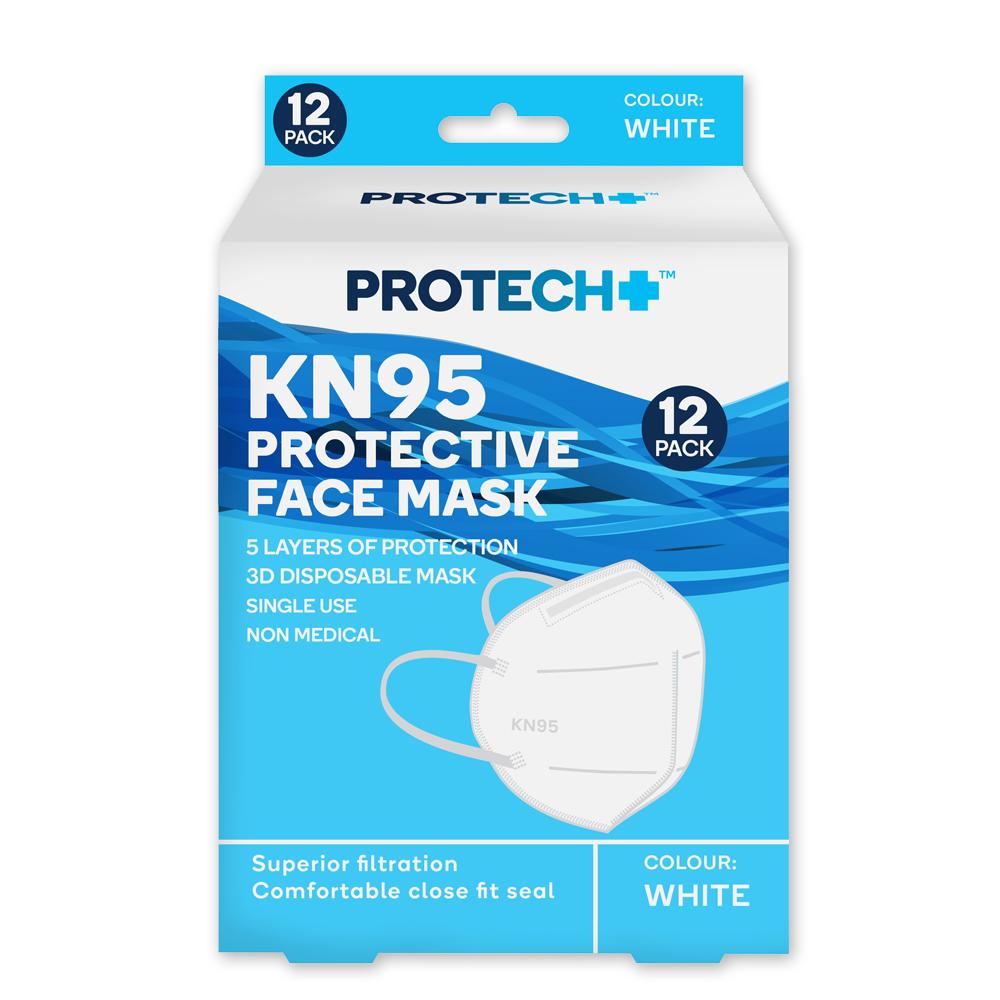 Protech KN95 Protective Face Mask White 12 pack