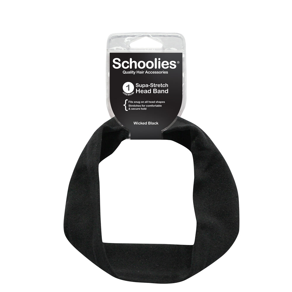 Schoolies Supa-Stretch Headband 1pc - Wicked Black