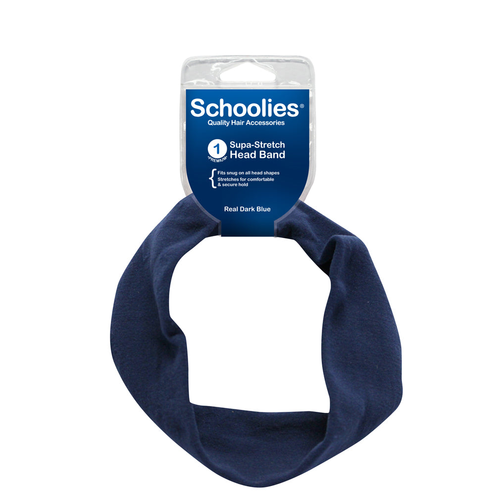 Schoolies Supa-Stretch Headband 1pc - Real Dark Blue