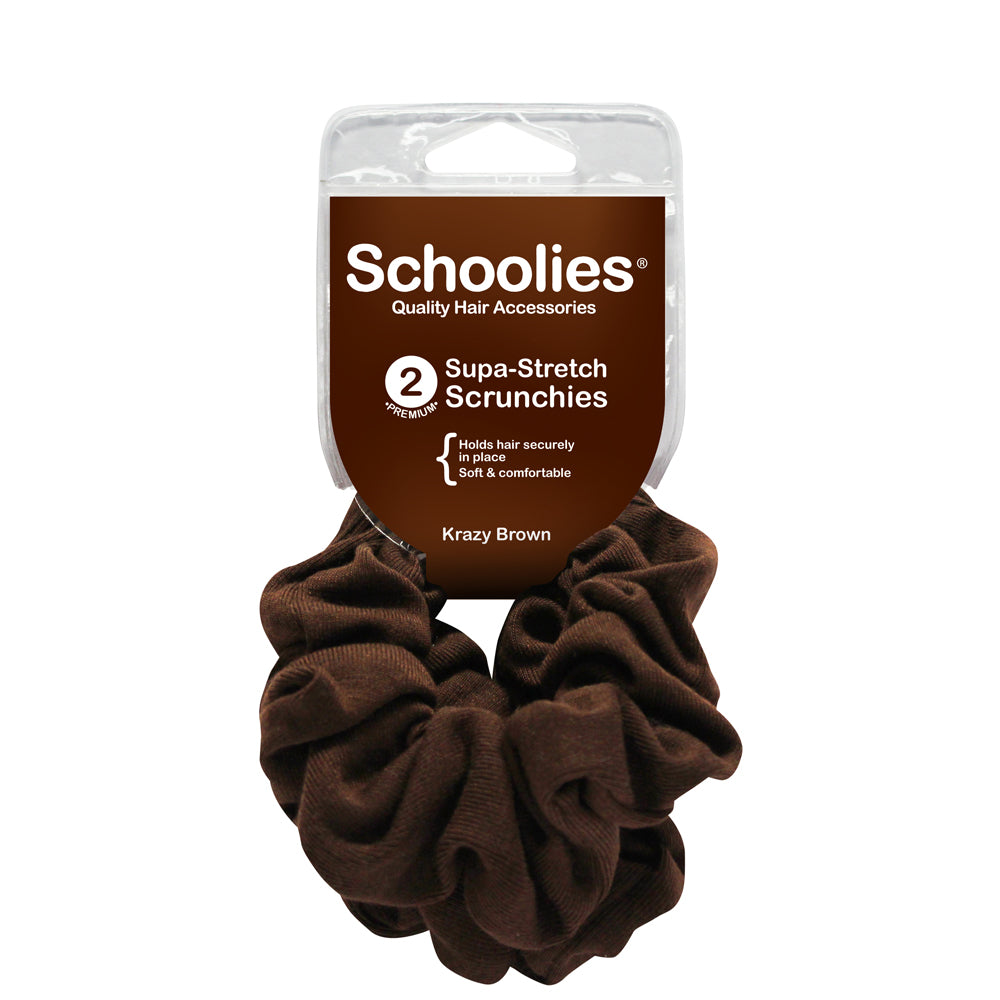 Schoolies Supa-Stretch Scrunchies 2pc - Krazy Brown