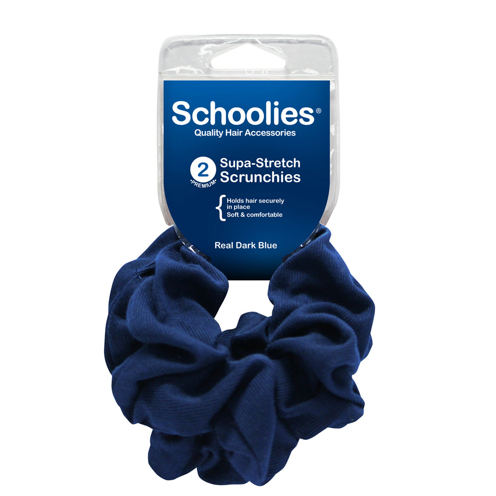 Schoolies Supa-Stretch Scrunchies 2pc - Real Dark Blue
