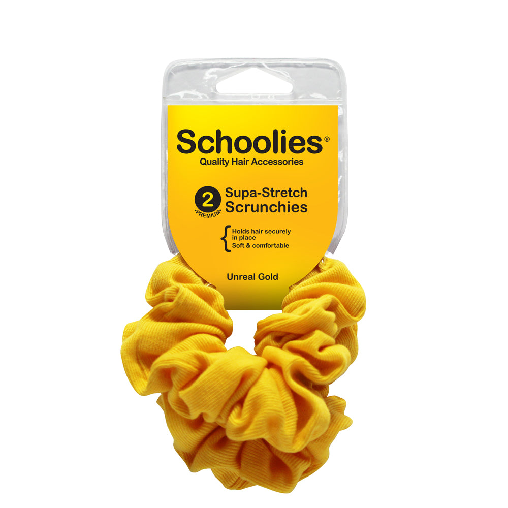 Schoolies Supa-Stretch Scrunchies 2pc - Unreal Gold