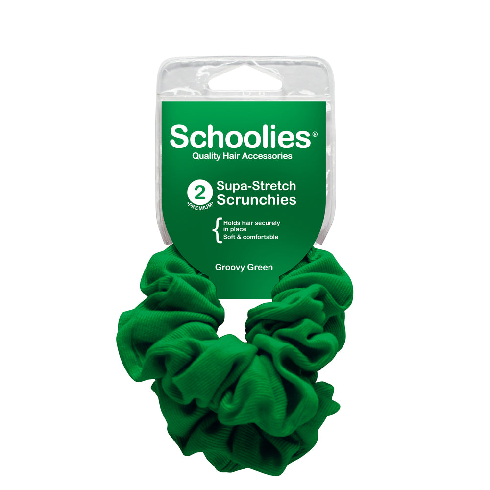 Schoolies Supa-Stretch Scrunchies 2pc - Groovy Green