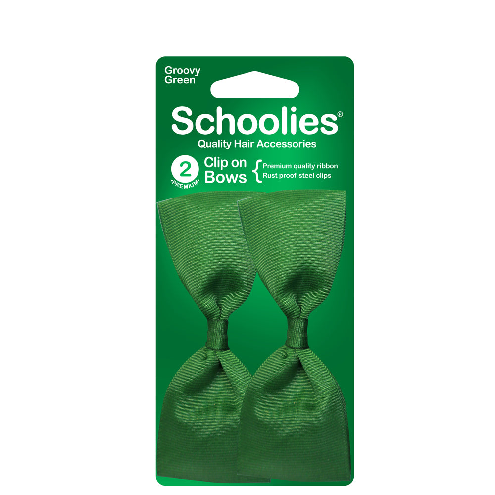 Schoolies Clip On Bows - Groovy Green
