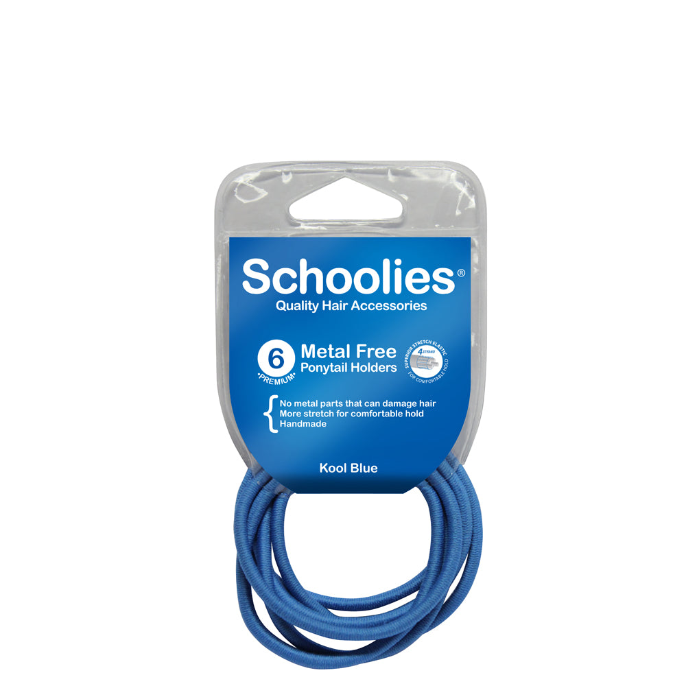 Schoolies Metal Free Ponytail Holders 6pc - Kool Blue