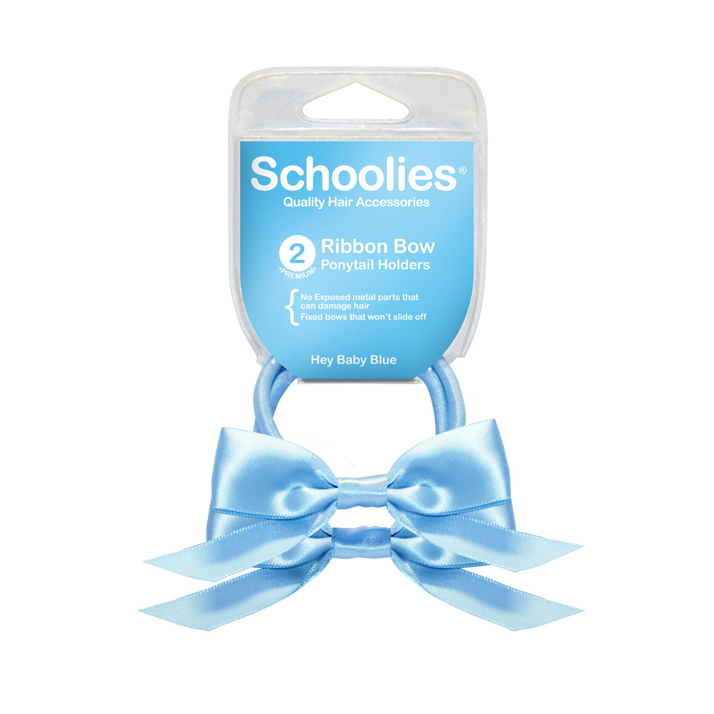 Schoolies Ribbon Bows 2pc - Hey Baby Blue