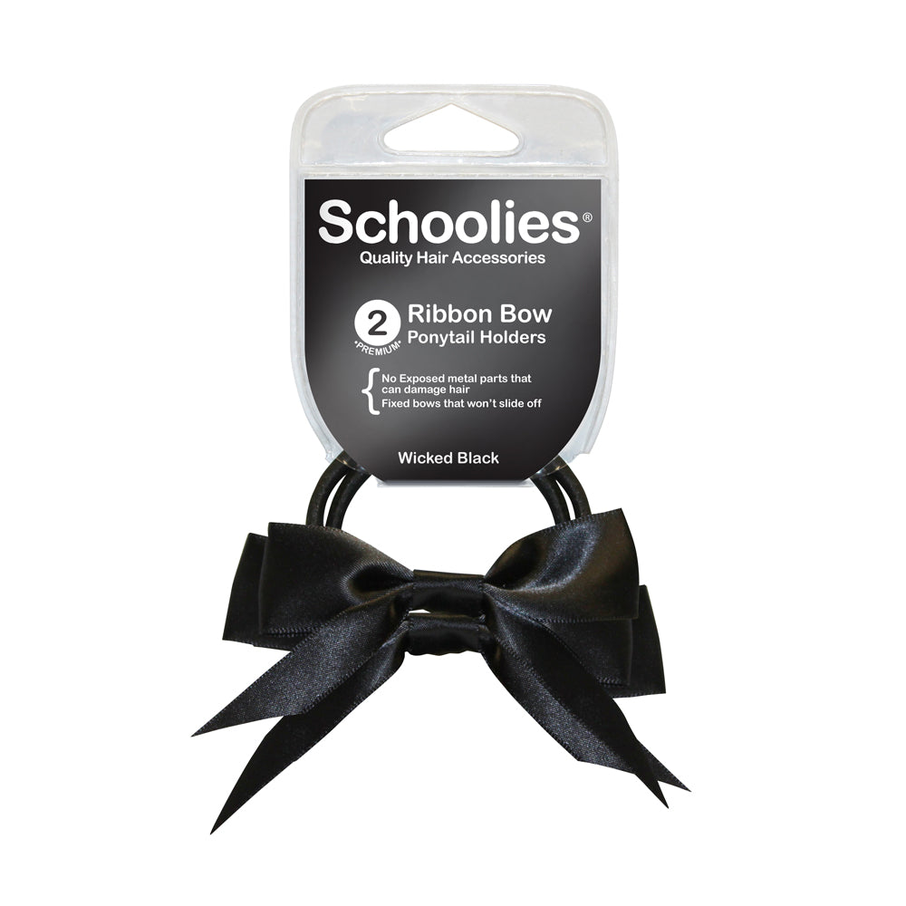 Schoolies Ribbon Bows 2pc - Wicked Black