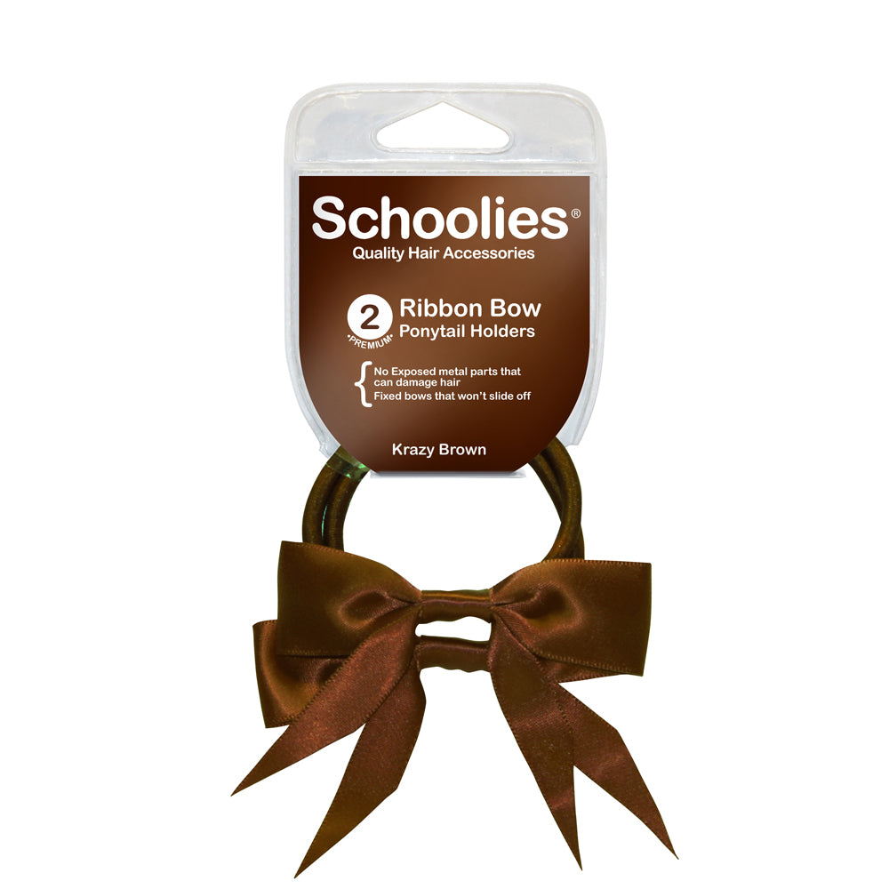 Schoolies Ribbon Bows 2pc - Krazy Brown
