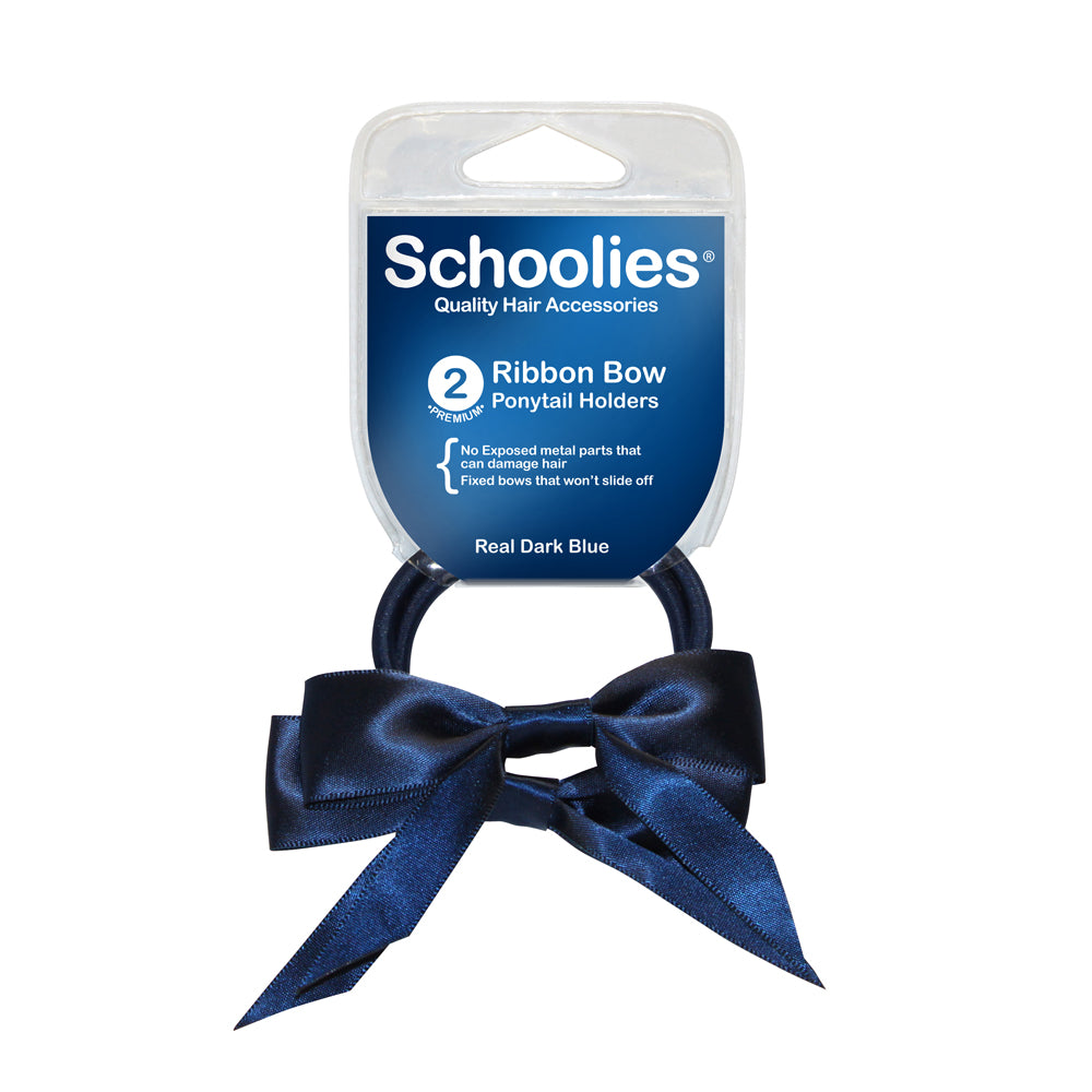 Schoolies Ribbon Bows 2pc - Real Dark Blue