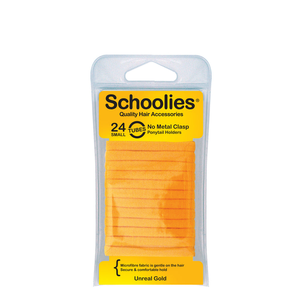 Schoolies Tubes Ponytail Holders 24pc - Unreal Gold