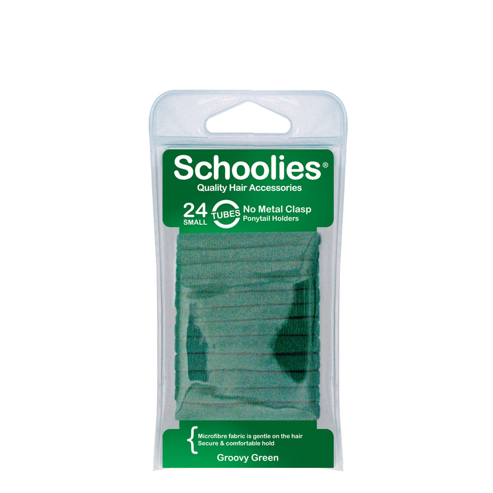 Schoolies Tubes Ponytail Holders 24pc - Groovy Green