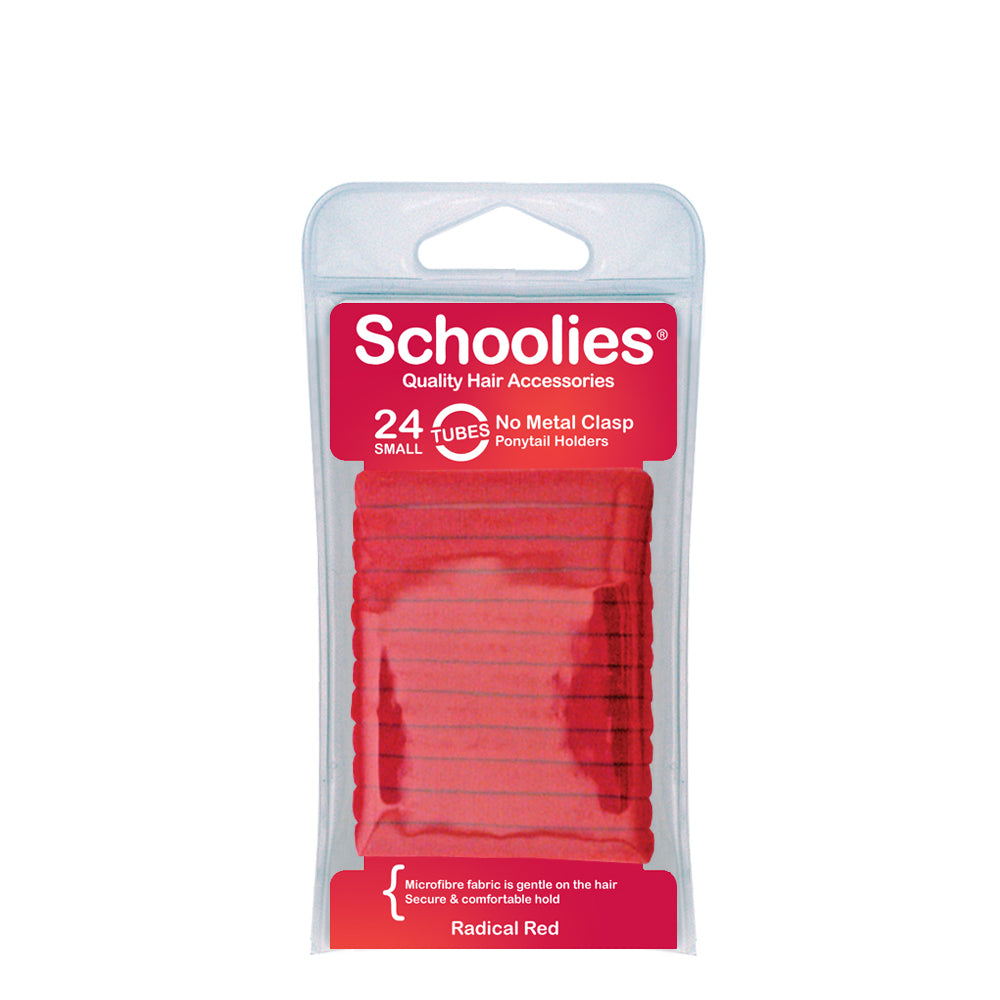 Schoolies Tubes Ponytail Holders 24pc - Radical Red